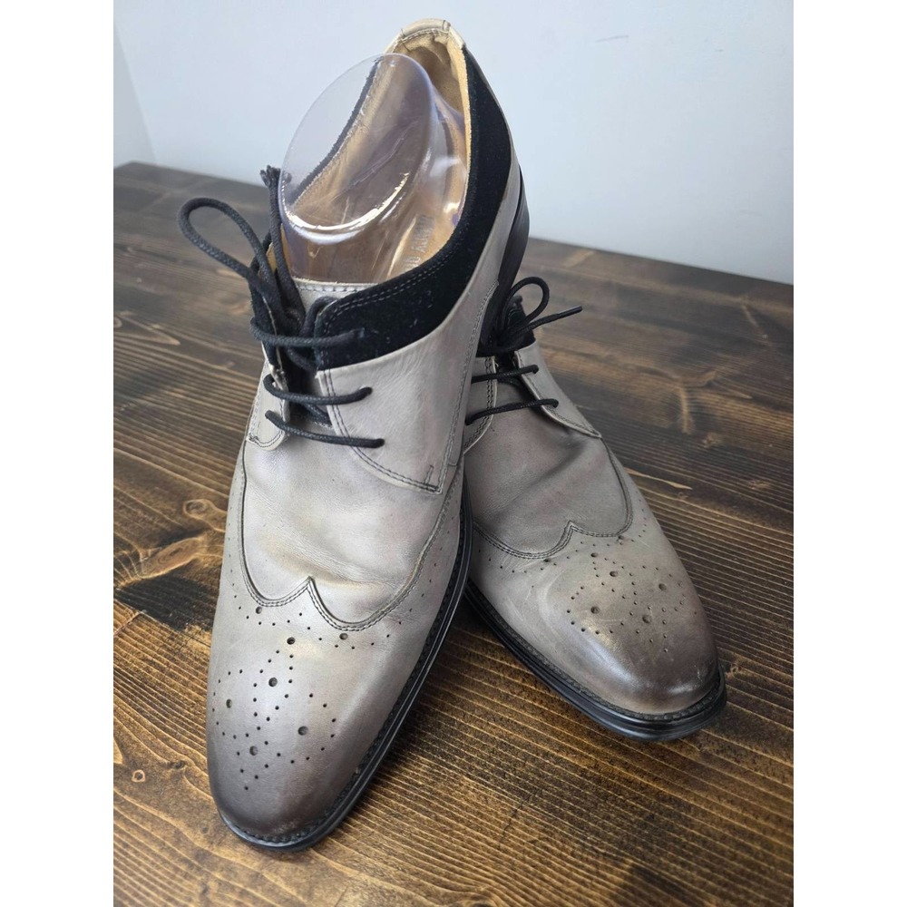 Stacy Adams Men's Dress Shoes Size 10.5 Gray Black Leather Oxford‎ Lace Up 25314